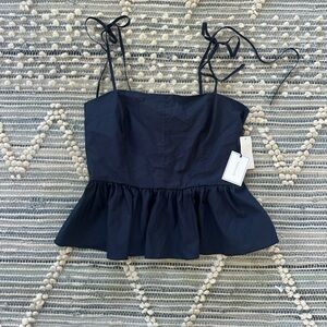 Nordstrom Navy Blue Peplum Blouse